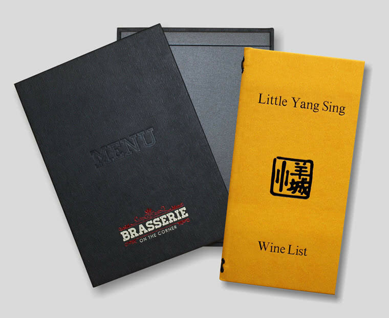 Restaurant Menu Covers in Fabric & Leather