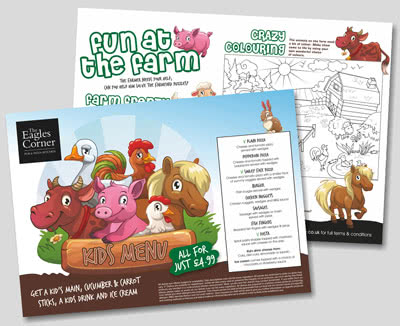 Kids Colouring, Restaurant Table Placemats