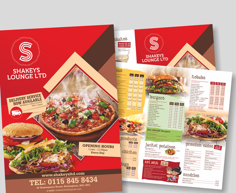 Picture of a A5 Menu Printing - Standard Fold from Low Cost Menus.