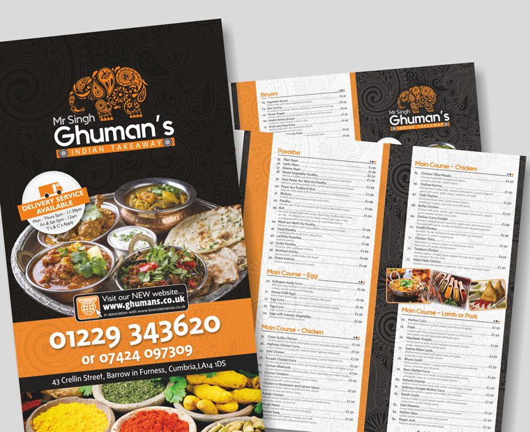 Picture of a A3 Menu Printing U-Fold from Low Cost Menus.