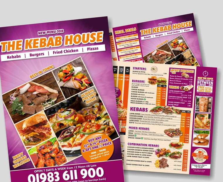 Picture of a A3 Menu Printing Portrait Short Fold from Low Cost Menus.