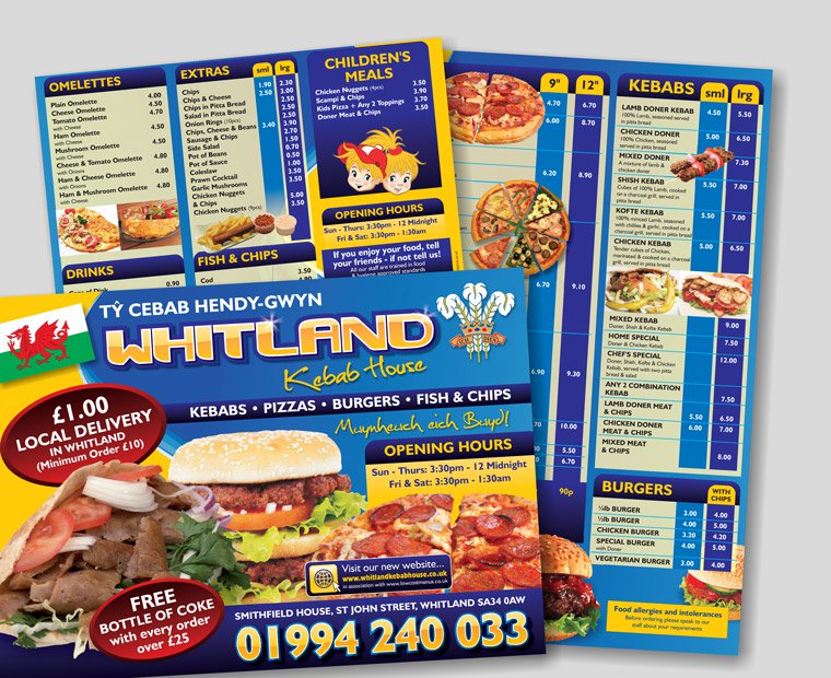 Picture of a A5 Menu Printing Short Fold Square from Low Cost Menus.