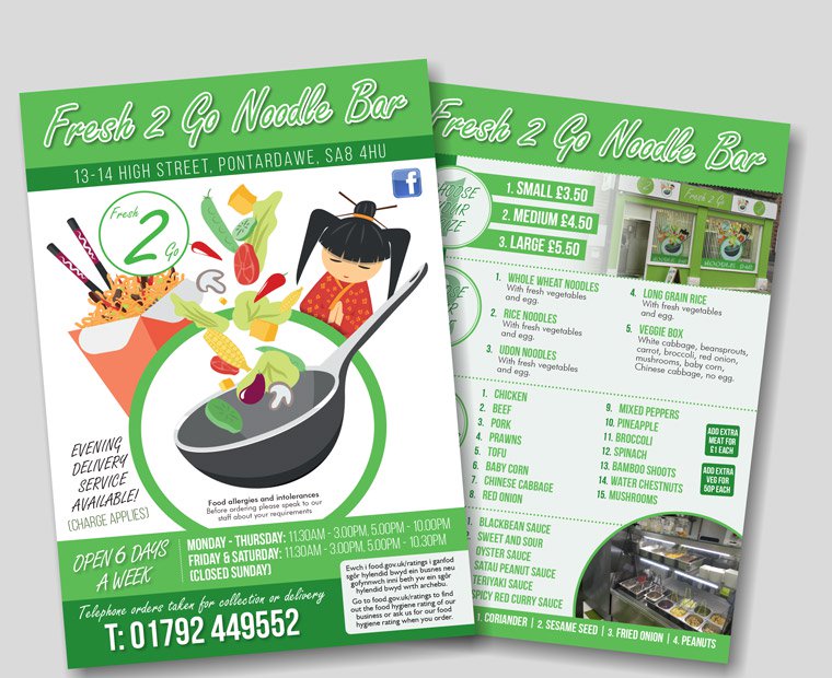 Picture of a A5 Menu Printing Double Sided from Low Cost Menus.