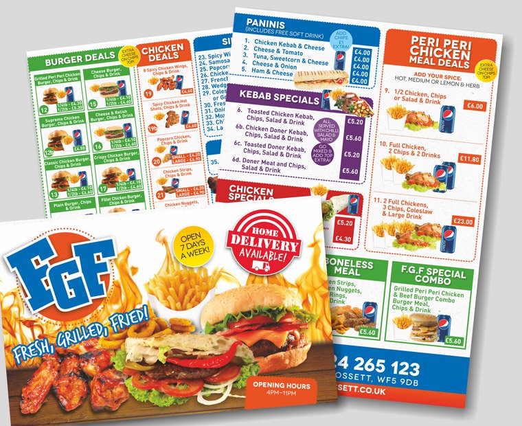 Picture of a B4 Menu Printing Portrait Short Fold from Low Cost Menus.