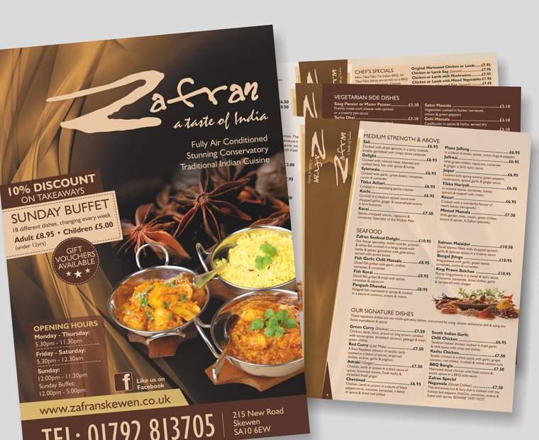 Picture of a A5 12 page Takeaway Menu Printing from Low Cost Menus.